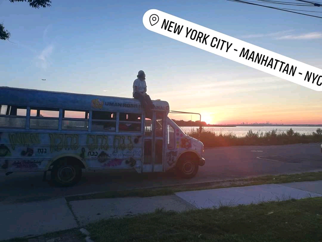 Nanach Van Car Nanach Bus Manhatten Sitting On Roof